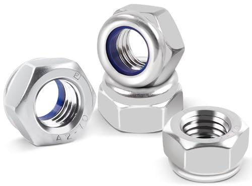 25Pcs M5 Nuts Nylock, Leryati Lock Nuts M5 Stainless Steel Hex A2 V2A Self Locking Nut, DIN985 Nylon Insert Kits Thread Nut Nyloc Hexagon nutstones