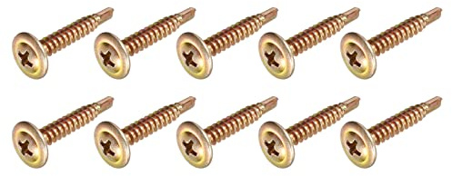 METALLIXITY 100Stk Kreuzschlitz Selbstbohrende Schrauben (#8 x 1) Karbonstahl Zinken Holz Schraube - für Hauspflege und Holzarbeiten Gold Ton