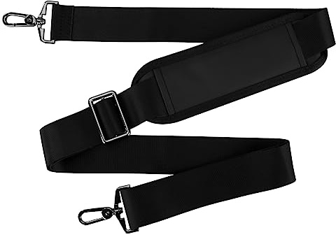 Schultergurt Universal-Ersatzgurt Verstellbare Bequemer Schulterriemen mit Metall Drehhaken für Aktentasche, Computer Messenger Tasche, Laptoptasche, Kameratasche, Sporttasche (Schwarz)