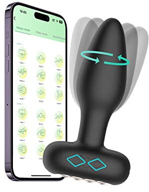ZWFUN Analvibrator Prostata Stimulation Massagegeräte mit Bluetooth APP-Steuerung, mit 4 Rotationsmodi 12 Vibrationsmodi Sex Spielzeug für die Paare Anal Plug Frauen Buttplug Sexspielzeug für Männer