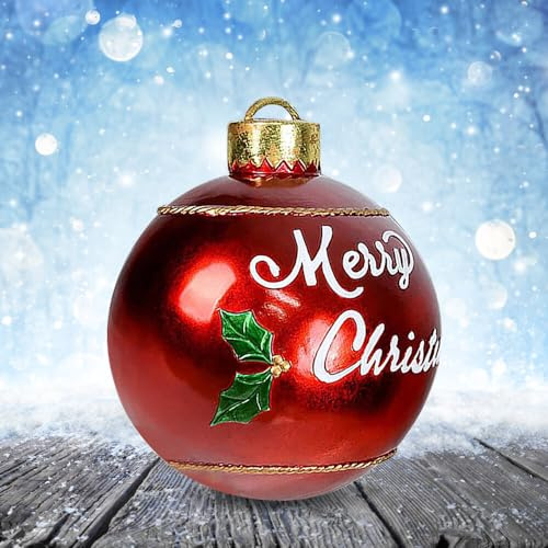 Boules de décoration de Noël, TGKYK 60 cm Rouge Boules de Noël gonflables, En plastique PVC, Grande boule de Noël pour la décoration de jardin, la décoration de fête de mariage