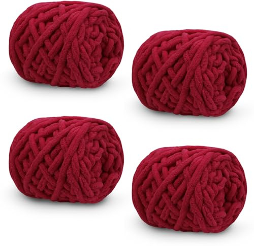 Uiopa Dicke Wolle 4 x 100g(ca. 180m), Flauschige Wolle Dickes Garn zum Stricken & Häkeln, Handstrickgarn Weiche Wolle für Decken, Pullover, Schals, Mützen, Bastelarbeiten
