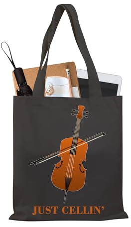 BDPWSS Cello Gift Cello Music Tote Bag Just Cellin’ Funny Cello Cellist Orchestra Musician Reusable Handbag Cello Player Gift (just cellin BLTG)