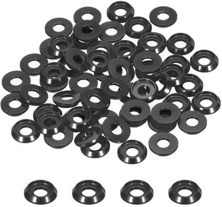 QUARKZMAN Rondelles Coniques M4, Diamètre du Trou 4 mm/0,16, Rondelles en Aluminium pour Vis RC/FPV/PC/Drone/Accessoires Mécaniques, Lot de 60 (Noir)