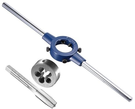 CoCud Juego de Mango de Terrajas Y Machos Terraja 1/2-12 Uns para 26mm-38mm OD/Macho M12-M16 Kit de Herramientas de Roscado Y Llave de Alta Velocidad de Acero