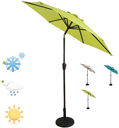 CMJSGG Gartenschirm Sonnenschirm Sonnenschirme Terrassenschirm mit Druckknopf-Neigung, UV-Schutz Schutzhülle Markttischschirm, mit 8 stabilen Streben, Grün/Beige/Blau