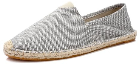 M&Catree Espadrillas Unisex Adulto Espadrillas Basse Casual in Canvas Loafer Antiscivolo - Grigio Lino, CN 44
