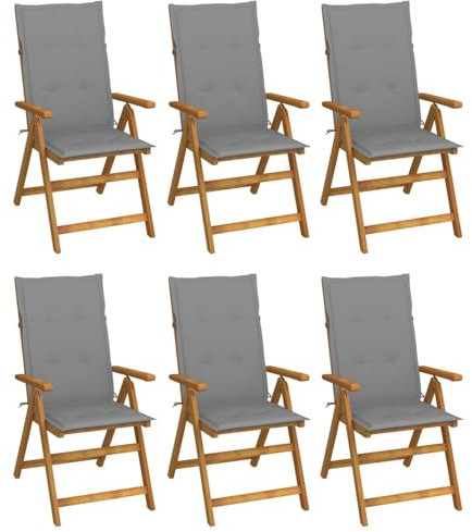 Iiaky Klappbare Gartenstühle 6 STK. mit Auflagen TerrassenstüHle CampingstüHle Set Klappbar StüHle FüR DraußEn BalkonstüHle Massivholz Akazie - 3064120