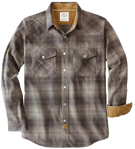 Dubinik® 6 oz Flanellhemd Herren Langarm Druckknopf Freizeithemden Western Hemd Cowboy Two Pocket Snap Shirt Regular Fit