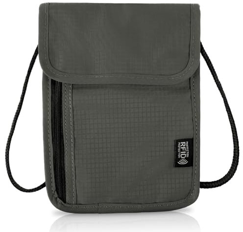 JIEYAO Brustbeutel Brusttasche mit RFID Schutz,Anti-Diebstahl Unisex Reisegeldbeutel Klein Reisepass Tasche Wasserdicht Umhängetasche Damen Herren für Passport Kreditkarten Schlüssel und Reise Zubehör