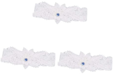 GALPADA 3stücke Bridal Garter Aus Zarter Spitze Mit Kristallstickerei Elegante Elastische Hochzeitsstrumpfband Für Frauen Weiß Für Hochzeiten Partys Und Besondere Anlässe