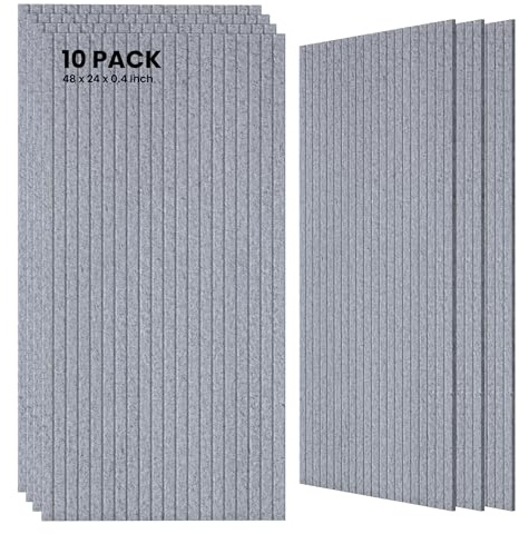 10 Pack Large Acoustic Panels,48 x 24 x 0.4 Inch Sound Proof Foam Panels for Walls，Premium Noise Dampening Panels,Sound Panels for Media Room, Office and Studio,Silver Gray