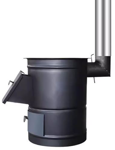 Tent Stove Wood Burning Stove, Outdoor Stove Burner Gas Portable Wood Burning Stove Adjustable Heat Level Made of Steel Plate Camping Cookware with Smoke Barrier(40 * 50CM)