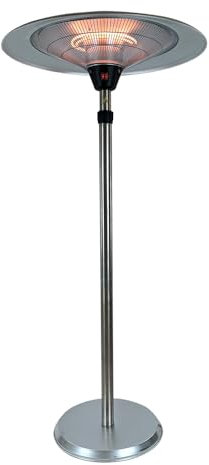 Tempo Style - Stufa Elettrica SATURNO | Fungo Riscaldante ad Infrarossi dal Design Elegante | Regolabile in altezza con Base Stabile e Struttura in Metallo | Ideale per Esterno/Interno (Alluminio)