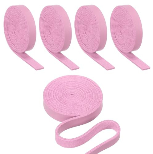 PATIKIL 8mm Cordino in Pelle, 5Pz 5m L, Striscia di Cuoio PU Cordoncino in Pelle Piatto Monofacciale per Artigianato Collane Bracciali Cinturini Borse Creazione Gioielli, Rosa