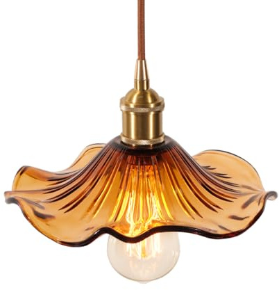 DLGLOLIN Interiör hängande gyllene mässing glas hängande vintage blomma, bärnsten