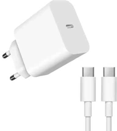 Set Caricatore Rapido 20W con Cavo USB-C – Compatibile con iPhone 15/16, iPad, Tablet – PD 3.0 Caricabatterie Type-C da Parete – Ricarica Veloce + Cavo 1m