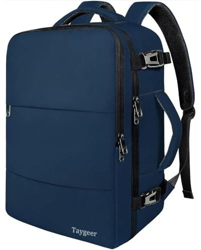 Taygeer Handgepäck Rucksack 55x40x20, Ryanair handgepäck 55x40x20 Rucksack | Große Reiserucksack mit Schuhtasche und Trocken-Nassfach, 18.4 Zoll Laptop Rucksack für Herren Business,Wandern, Dunkelblau