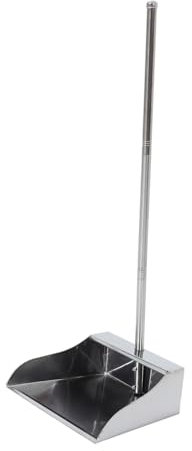 SHERCHPRY Long Handle Stainless Steel Dustpan Household Cleaning Dust Pan Thickened Large Size Office Garbage Shovel for Home and Office Use