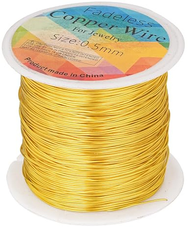 203 Feet Tarnish Resistant Copper Wires 24 Gauge/0.5mm for DIY Craft | Gold Jewelry Craft Wires Beading Wire for Jewelry Making, Wire Wrapping and Crafting