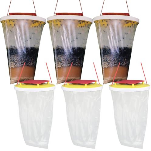 Pièges à Mouches de 6 pcs Suspendus extérieurs, Sacs de pièges à Mouches Transparents jetables, capteur d'insectes capacité pour Une Grange Cheval Jardin, Sacs, intérieur