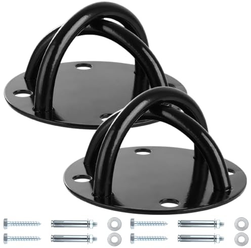 LDHHYH 2PCS Suspension Trainer, Heavy Duty Ceiling Mount Anchor Bracket for Suspension Straps, Black Steel Swing Anchor Plate with Screws for Hammock Yoga Punch Bag Indoor Outdoor Mounting