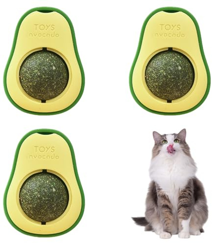 Fsahiuf 3 bolas de hierba gatera, juguetes para el cuidado dental del gato, aguacate, hierba gatera, verde
