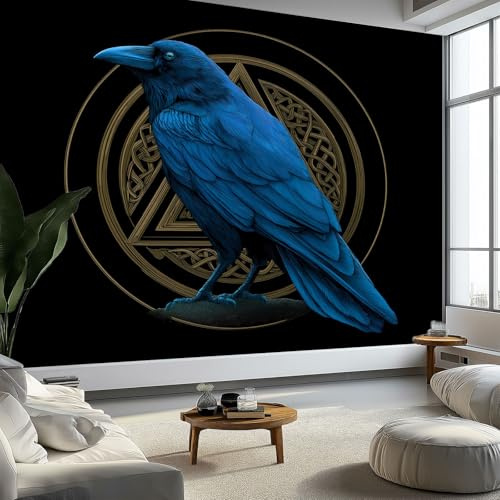 Nudo Celta Cuervo Papeles Pintados de Pared 200 x 140 cm Fotomurales, Negro Tejido No Tejido Papel Tapiz Fotográfico Para Salón Dormitorio Oficina Hotel Decorativos Murales