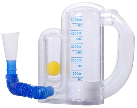 Espirómetro Ejercitador Pulmonar Adulto | Entrenador de Pulmones con Indicador de Flujo | Dispositivo Respiratorio Portátil 5000ml para Atletas Adultos Mayores Personas Activas
