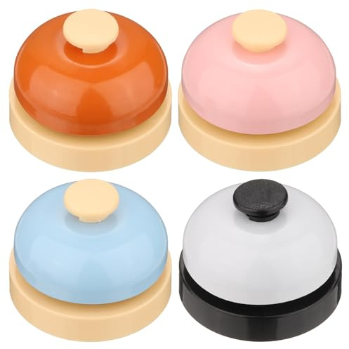 sourcing map 4Pcs Desk Call Bells, 2.52 Front Desk Service Bell for Office, Hotel, Classroom, Dinner, Restaurant, Party, Pet Training, 4 Colors