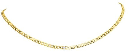 PAUL VALENTINE - Damen Halskette Edelstahl - mit Zirkonia Stein - PV Logo Anhänger
