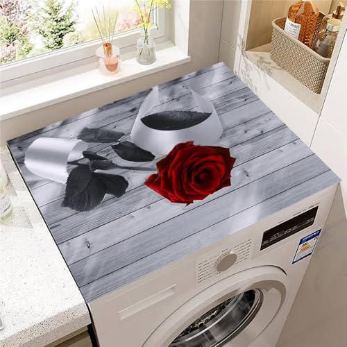 Highdi Motif Floral Rose Coloré Housse de Protection pour Machine à Laver Top,Coussin de Machine à Laver Antidérapant Housse de Machine à Laver pour Machine à Laver Sèche-Linge (Gris,30x40cm)