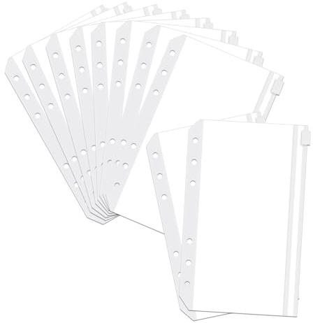 15 bolsas impermeables A6 de 6 agujeros, fundas transparentes con cremallera, para planificadores de presupuestos, documentos, tarjetas, escuela, oficina (A6, 15)