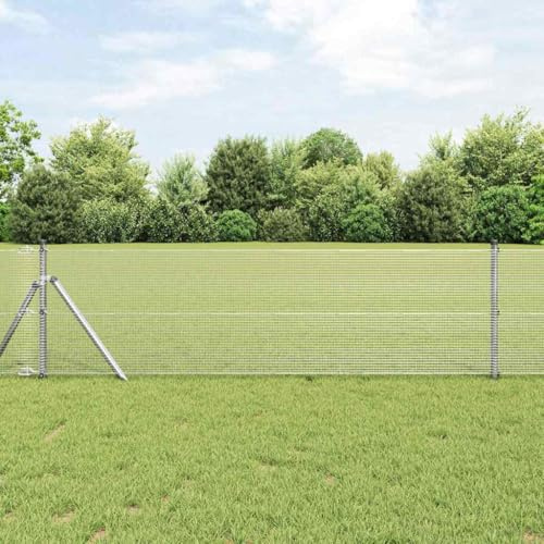 Recinzione a doppia asta,Recinzione con palo argento 0,4 x 50 m acciaio