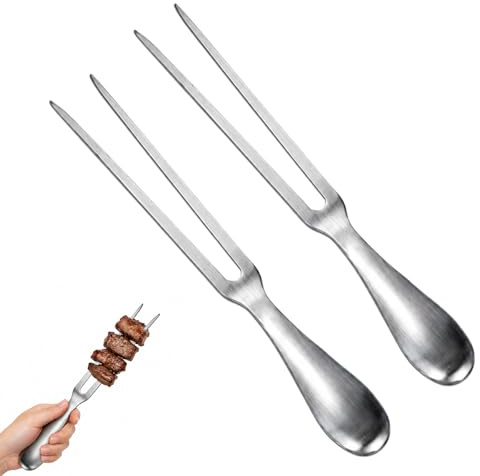 Carving Fork, Meat Fork Set of 2, Forged Stainless Steel Carving Forks with Ergonomic Handles, For Slicing and Serving Roasts, Turkey, and Large Cuts of Meat, Heavy-Duty Kitchen Utensils with Secure G