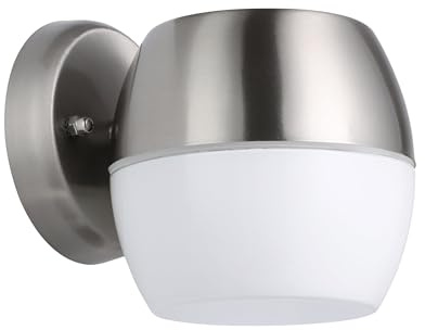EGLO LED Außen-Wandlampe Oncala, 1 flammige Außenleuchte | Wandleuchte aus Edelstahl und Glas, Farbe: Silber, weiß, IP44