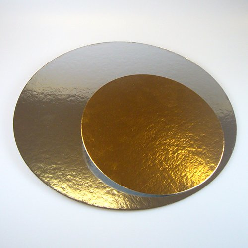 Decoraciondulce 20 x Bases de cartón Plata/Oro (25.5cm redondas)