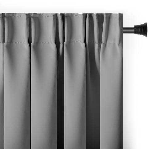 RESTILO Blackout Vorhang 140x270 cm Silber 1 St. Kräuselband Blackout | Verdunkelungsvorhang Blickdicht Fensterdekoration Dekoschal Dekorvorhang