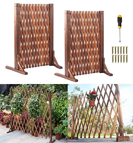 uyoyous 2er Set Gartenzaun Rankgitter, verstellbar Holzzaun, Pflanzengitter ausziehbar bis 160cm, freistehend Absperrgitter, Scherengitter Türgitter Schutzgitter -160x70cm