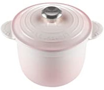Le Creuset Cocotte Every de hierro fundido con tapa interior de cerámica de gres, 18 cm, 2 litros, Shell Pink, 41110187770460