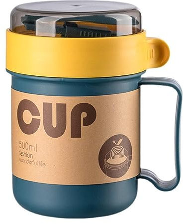 1pc Portable Soup Cup with Lid and Spoon Household Breakfast Mug Microwave Safe Food-grade for Home Office Use Leakproof Design Stylish and Practical
