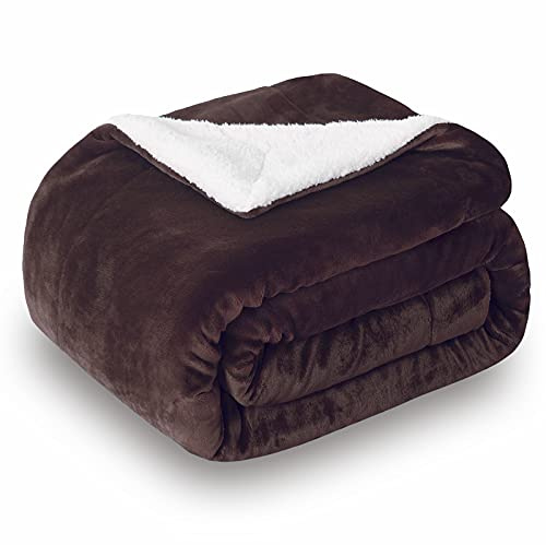 SOCHOW Wohndecke Kuscheldecke aus Sherpa Fleece Braun, 220 x 240 cm | Doppelseitig Superweiche Luxuriöse für Couch und Bett