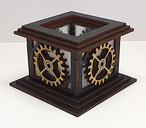 Tanno Design® Japan Kerzenhalter Steampunk Zahnrad klein mit Teelichtfunktion schwarz/Gold