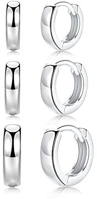 Silber 925 Creolen Klein Gold für Damen Herren Mädchen - Ohrringe (8mm, 10mm, 12mm) | Schmuck zum Schlafen, Breite 3mm