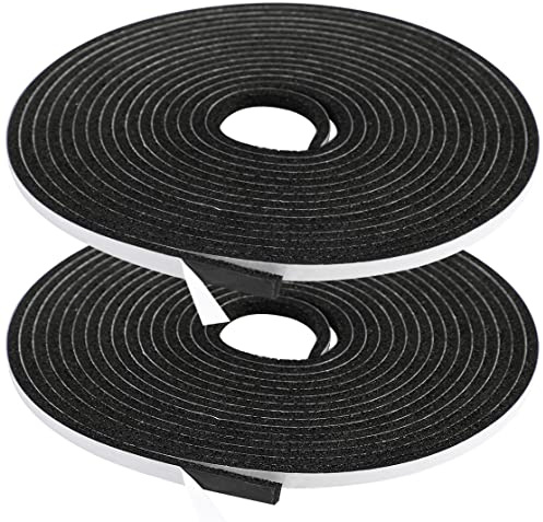 wordmouk Foam Draft Excluder Strip 6 x 3 MM Sealing Tape Adhesive Weather Stripping High Density Seal Tapes for Window Door Draught Insulation SoundProof 4M 2 Roll, Total 8M, Black