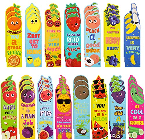 Fainne 120 Pieces Scented Bookmarks Cute Fruit and Sniff Bookmarks for Kids for Educational Office School Students Reader Supplies, 15 Scents