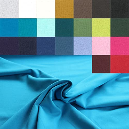 Sweat angeraut - Sweatstoff Meterware - Stretchsweat - Sweatshirtstoff - Joggingbaumwolle warm kuschelig weich - uni * 50 cm x 160 cm *, Farbe: Türkis