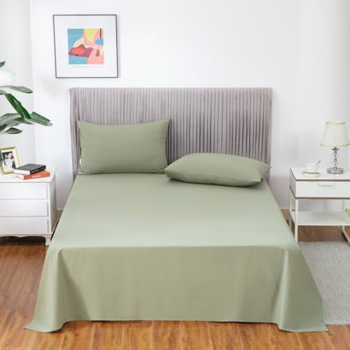 GLUYOHEY Grounding Flat Sheet Twin Size (66x96) Conductive Silver Fiber Earthing Bed Sheets with Grounded Cord Reconnect with Earth’s Energy for Better Sleep and Enhanced Wellness, Green