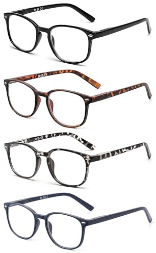 JM Lesebrille Satz von 4 Qualität Federscharnier Leser Damen Herren Brille Für Lesen +1.75 Mischfarbes