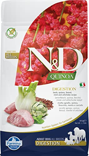 Farmina N&D Quinoa Adult Mini Pellets Hundefutter (Trockenfutter, mit hochwertigen Vitaminen und natürliche Antioxidantien, ohne Mais, Zutaten: Lamm und Fenchel, Portionsgröße: 800 g)
